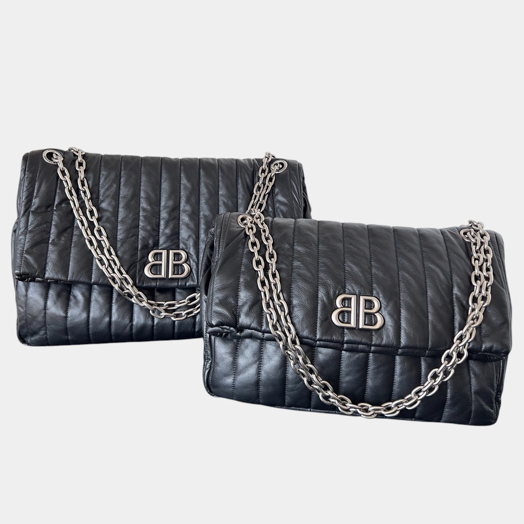 [Balenciaga] 발렌시아가 모나코 퀼팅 체인 백 블랙