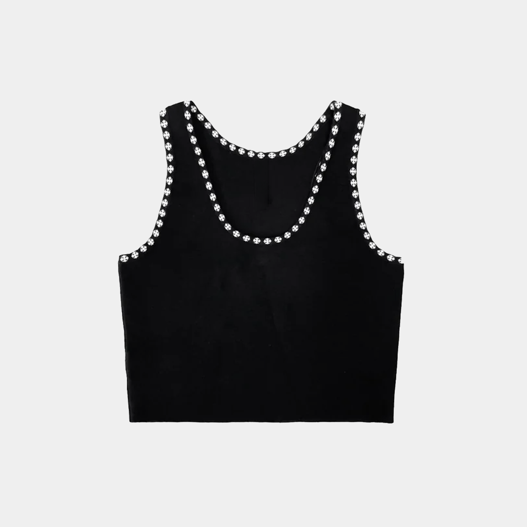 [Chrome Hearts] 크롬하츠 크로스 프린트 크롭 니트 탱크탑