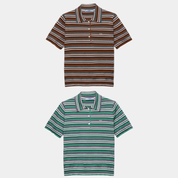 [Prada] 프라다 쇼트 슬리브 스트라이프 코튼 폴로 셔츠 2Color