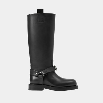 [Burberry] 버버리 레더 새들 하이 부츠