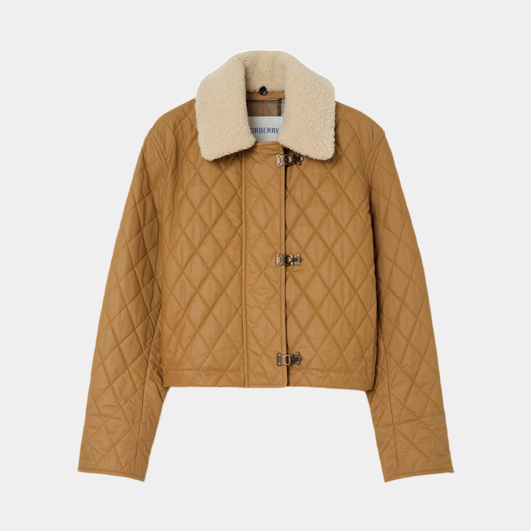 [Burberry] 버버리 셔링 칼라 퀼티드 코튼 하울 자켓