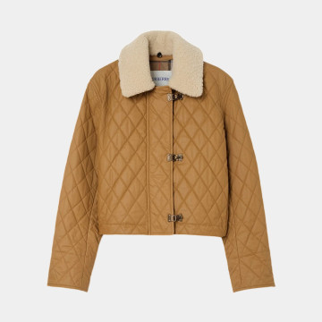 [Burberry] 버버리 셔링 칼라 퀼티드 코튼 하울 자켓