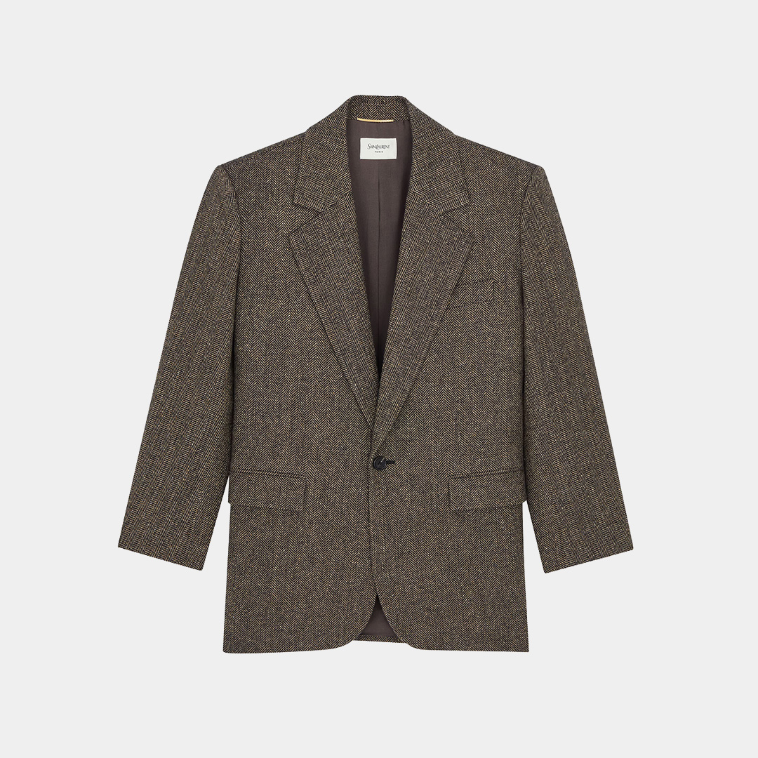 [Saint Laurent] 생로랑 헤링본 울 소재 재킷