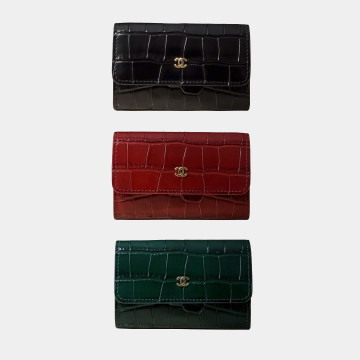 [Chanel] 샤넬 크로커다일 엠보싱 플랩 카드 홀더